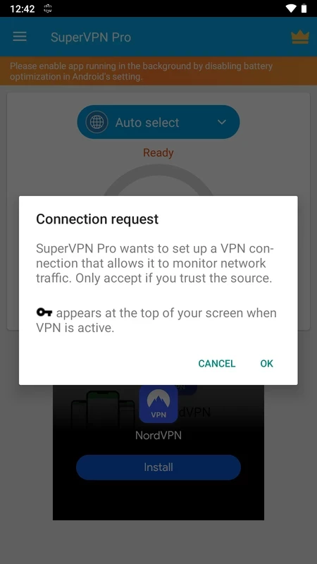 SuperVPN Pro — στιγμιότυπο οθόνης 1